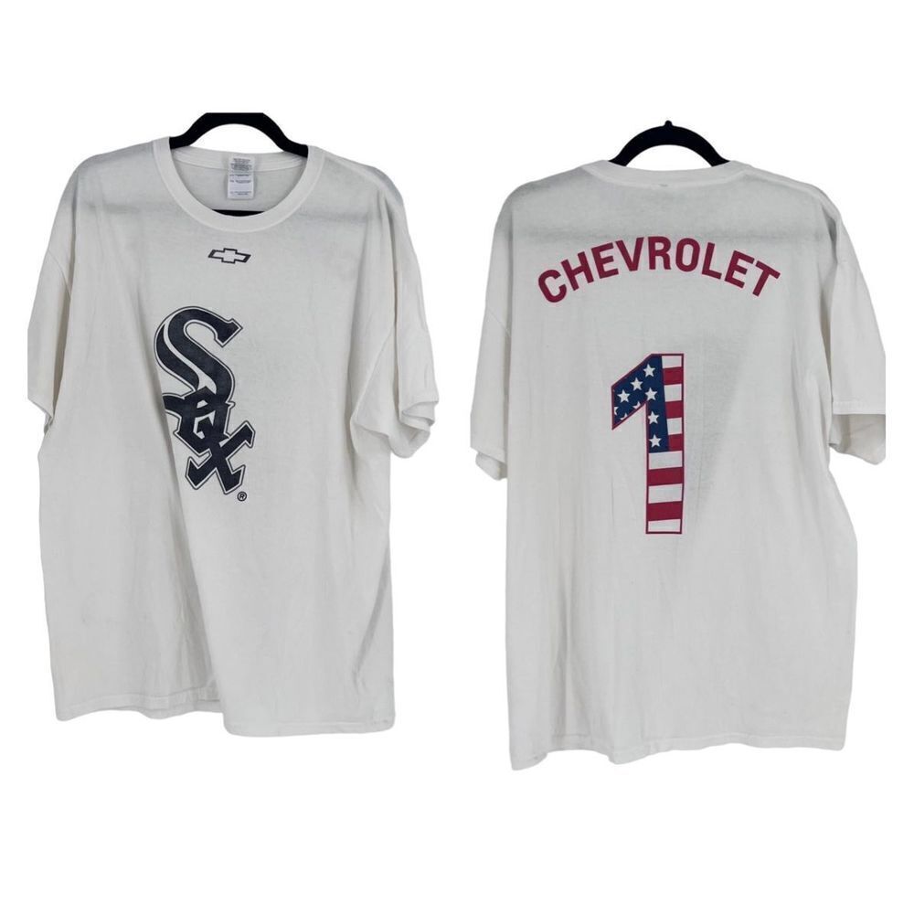 Gildan Men's Crew Neck Chicago White Sox Chevy‎ Patriotic T-Shirt Size XL
